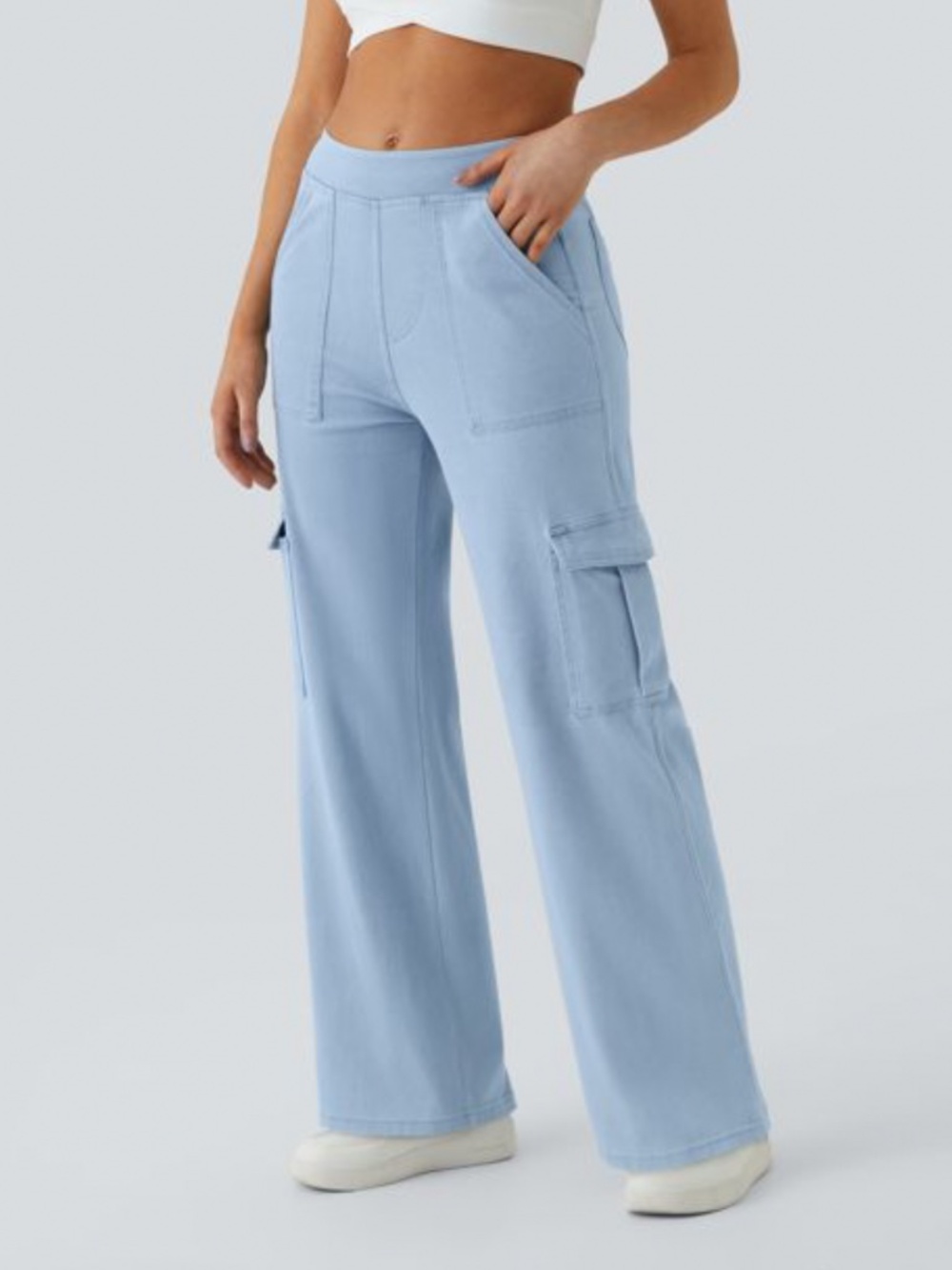 Halara Flex™ Mid Rise Pockets Straight Leg Casual Cargo Jeans